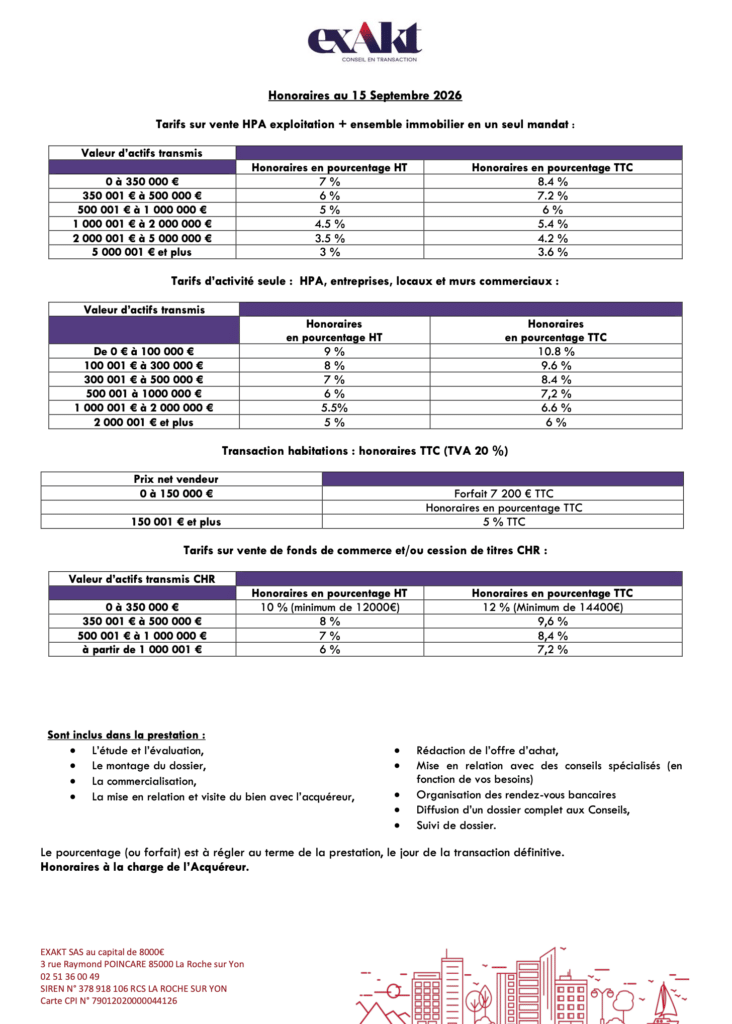 Barême EXAKT 09/2026
